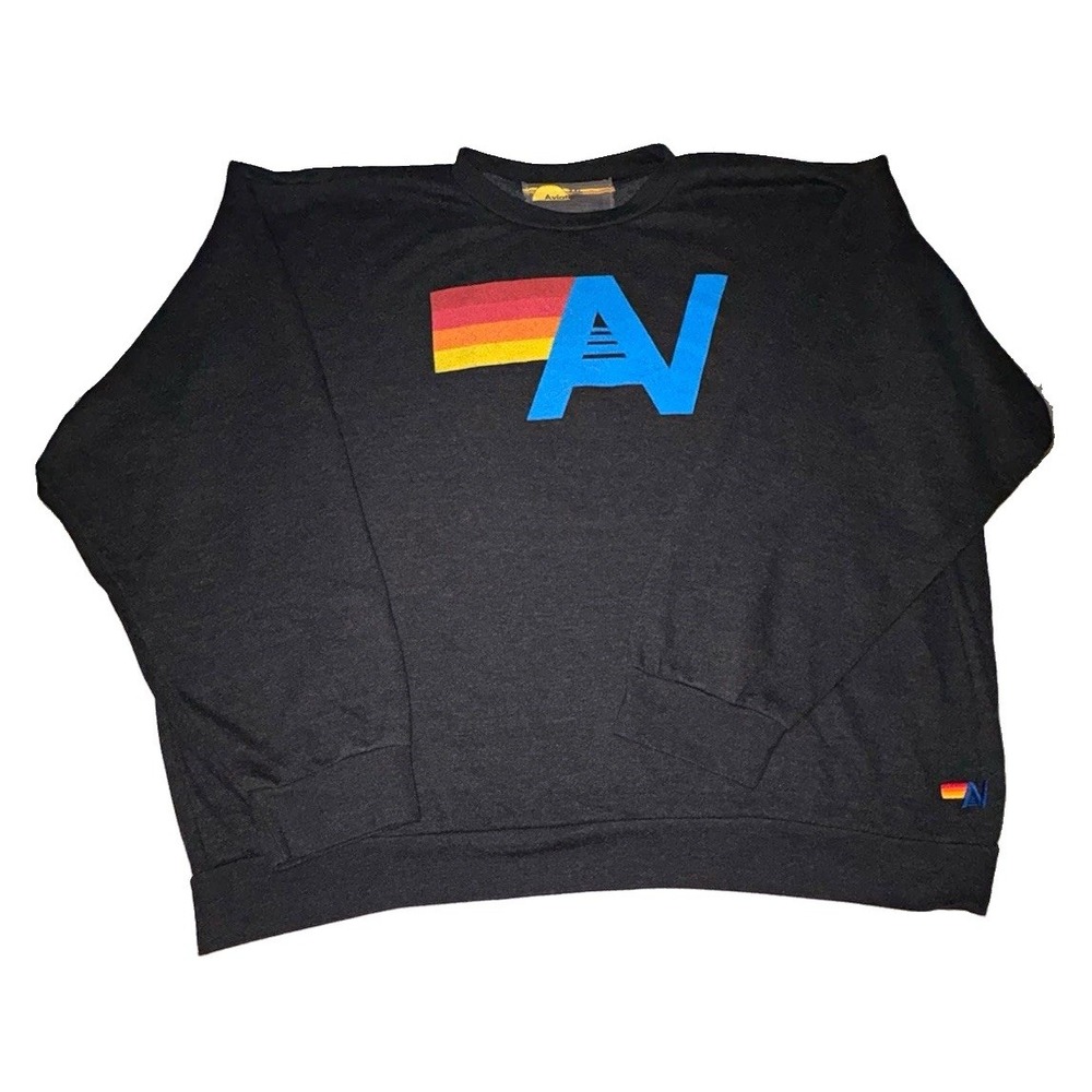 Aviator Nation Logo Relaxed Crew Sweatshirt, Charcoal, XXL